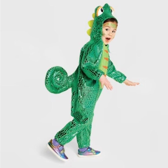 Costumes | Nwt Kids Size 45t Chameleon Lizard Costume Curly Tail Googly ...